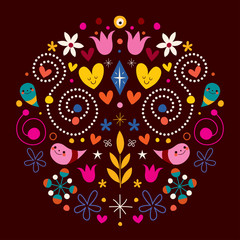 nature love harmony round abstract art vector illustration