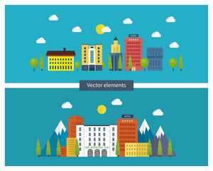 Flat design modern vector illustration icons set of urban