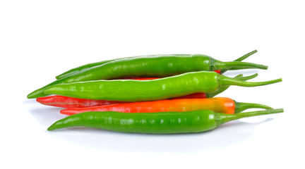 Hot chili peppers isolated on white background