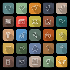 Love line flat icons with long shadow