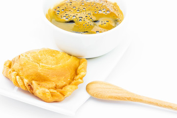 curry puff, Asian snack and food with coffee