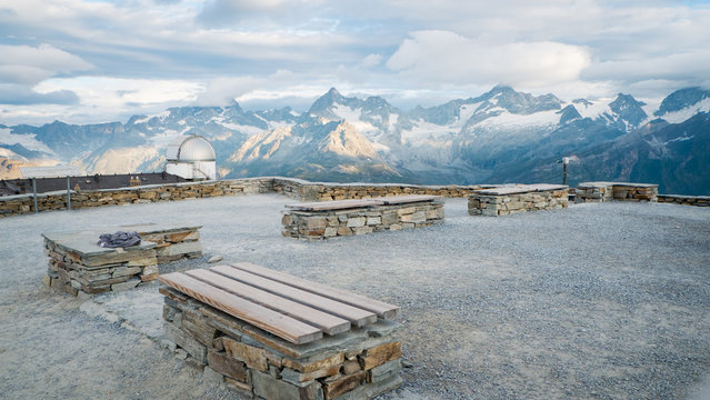 View point at Gornergrat station in Swiss Alps