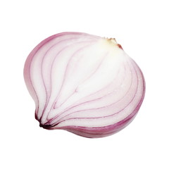 half red onion isolated on white background