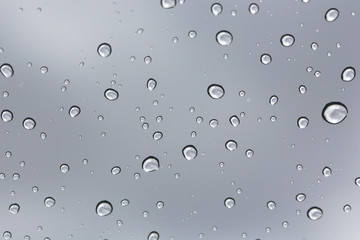 Rainy water drop on glass mirror background.