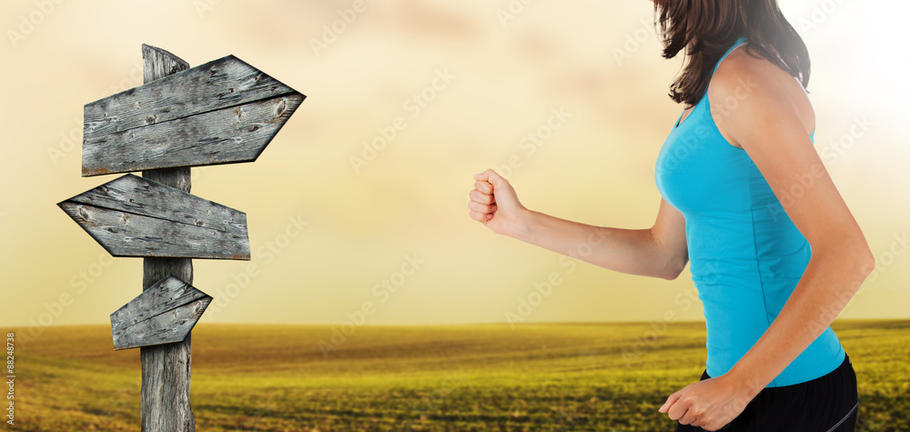 Wall mural close-up of woman runner