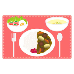 食べ物(カレーライスセット)