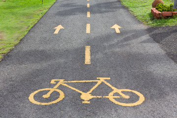 Fototapeta premium Bicycle sign in public park area.