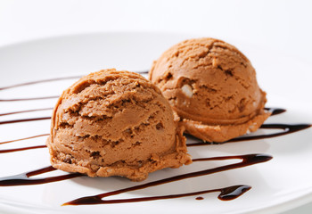 Scoops of chocolate ice creamn