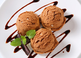 Scoops of chocolate ice creamn