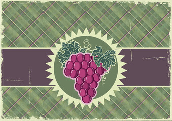 Grapes.Vector vintage label background on old paper