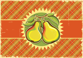 Pears vintage label background on old paper texture