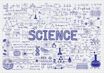 Hand drawn science on paper