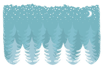 Winter snow forest.Vector christmas nature background