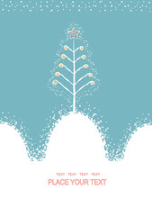 Christmas card with decorative Christmas tree.Vector background