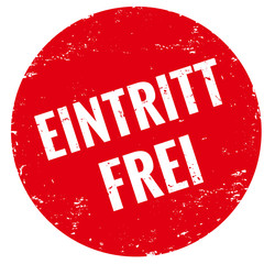 Eintritt frei Stempel rot rund button