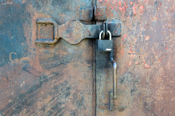 Closed metal door with lock