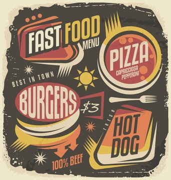 Fast food restaurant menu creative design concept