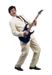 Naklejka premium Businessman playing guitar