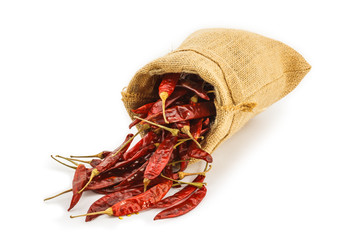 Dried chili in a sac
