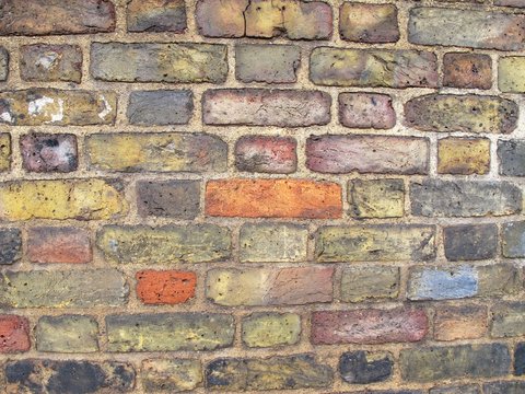 Old colorful brick wall, London