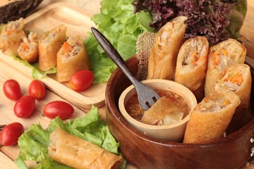 Fried spring rolls traditional for appetizer food.