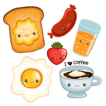 cute breakfast food. vector image