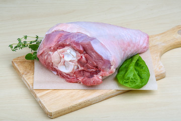 Raw turkey leg