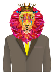 Obraz premium Lion man in geometric pattern - Vector illustration