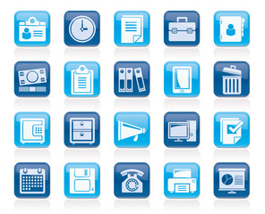 Business and office supplies icons - vector icon set