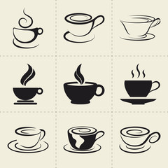 Obraz premium Coffee icons set, also as emblem, such a logo