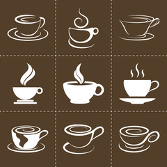 Coffee icons set, also as emblem, such a logo