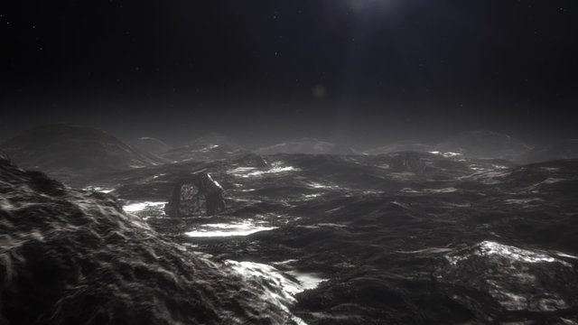 High quality animation of flight over Pluto's surface.