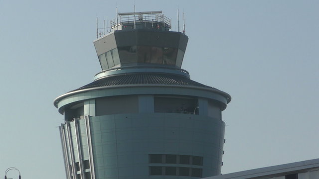 Airport control tower in 4K