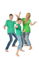 Fototapeta premium Family showing thumbs up