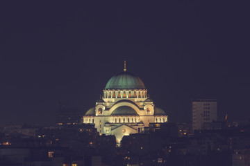 Obraz premium Night view of Belgrade, Serbia.