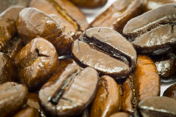 Close up view of coffee beans