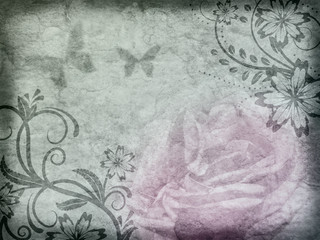 Old paper with floral pattern