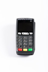 bank terminal on white background