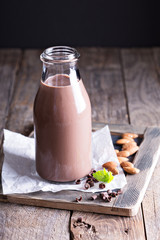 Homemade almond chocolate milk