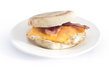 bacon egg cheese english muffin breakfast sandwich