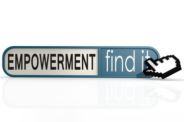 Empowerment word on the blue find it banner