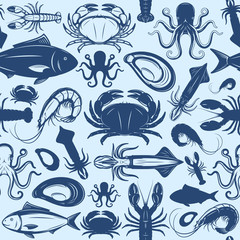 Seafood Seamless Pattern