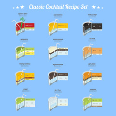 Classic cocktail recipe set