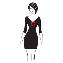 Fashion model sketch. Silhouette of beautiful woman in outline style vector. Fashion model vector illustration.