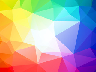 brightly colored triangular background with white center
