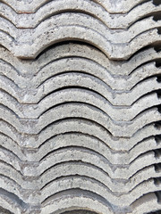 The curved roof tiles stacked together