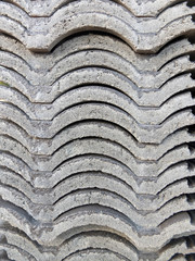 The curved roof tiles stacked together