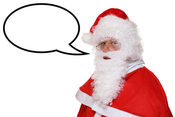 Weihnachtsmann Nikolaus Weihnachten beim sprechen mit Sprechblas