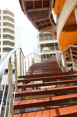 Fototapeta premium curve ladder on the side of the building