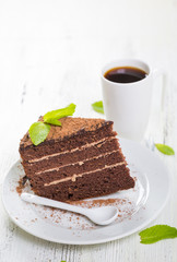 Chocolate cake and black coffee